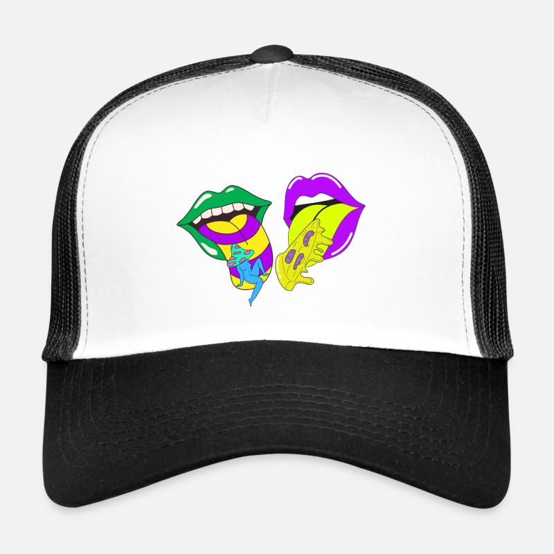 Psychedelic Lips with Acid and Mushrooms Trucker Cap