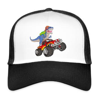 Dinosaur Monster Truck Adventure zurück zur Schule - Trucker Cap - Weiß/Schwarz - Vorne