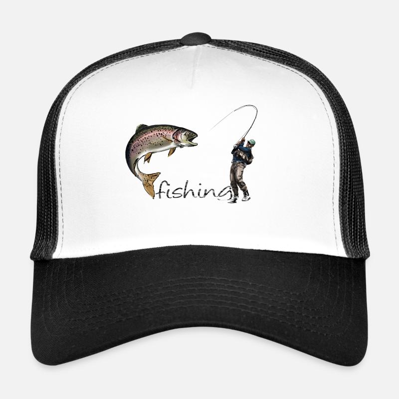 Pêche à la mouche - Casquette trucker  - blanc/noir
