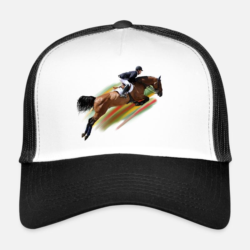 Cavalier de saut d’obstacles à rayures arc-en-ciel Casquette trucker 