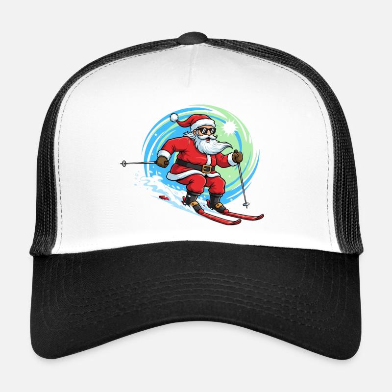 Christmas Man Skiing Winter Fun Trucker Cap