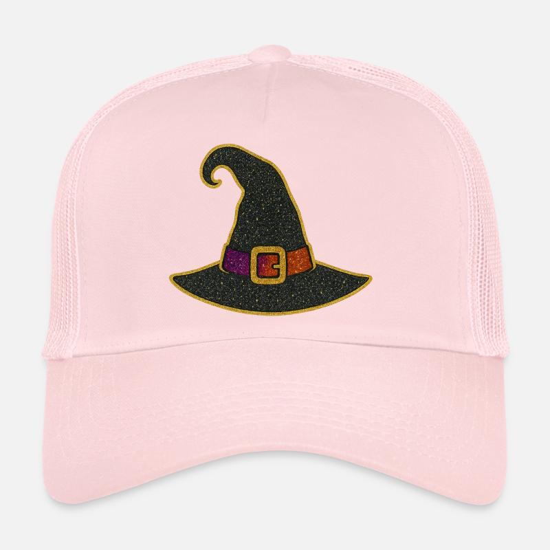 Glittering Witch Hat Gold Rim Trucker Cap