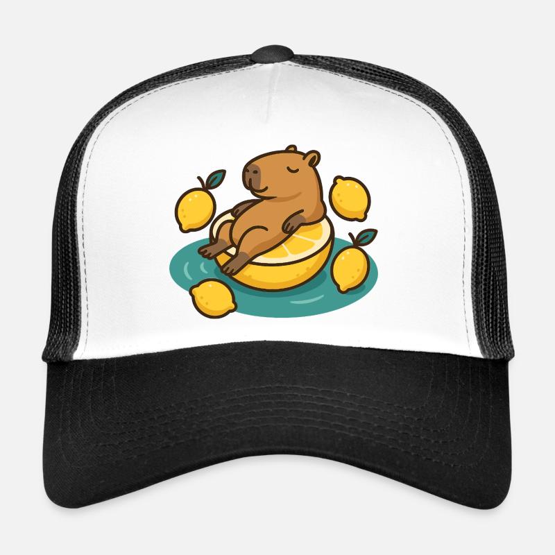 Chillendes Capybara auf Zitrone Cartoon Trucker Cap