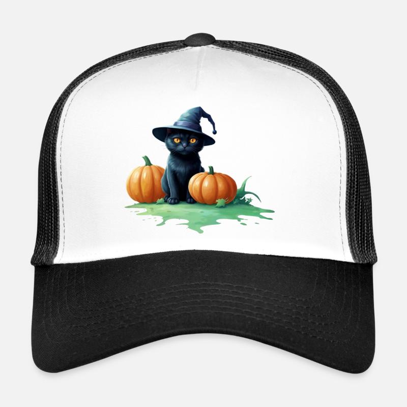 Chat d’Halloween avec des citrouilles Casquette trucker 