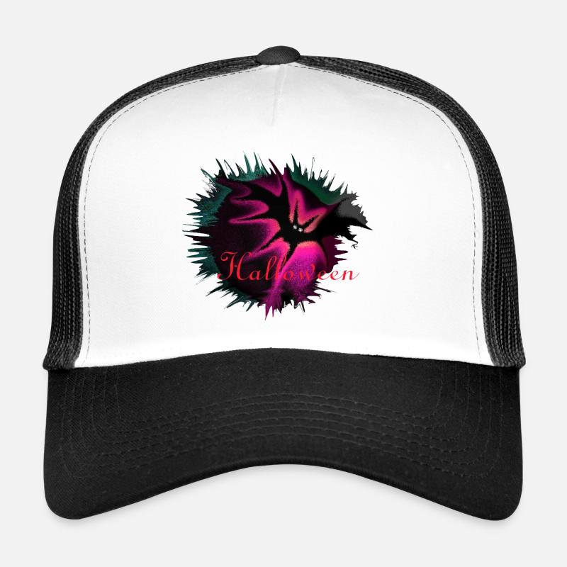 Halloween Nebula Splash Bat Pink Night Trucker Cap