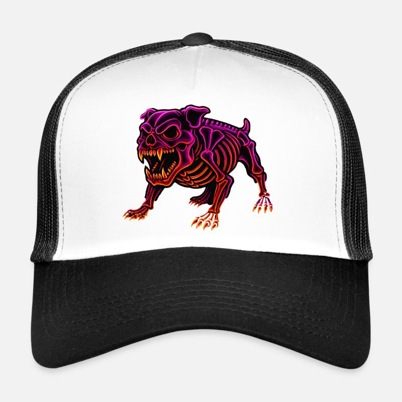 Neon Skeleton Dinosaur - Trucker Cap - white/black
