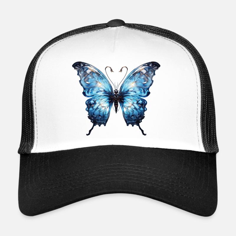 Blue Butterfly – Glossy Insect Design Trucker Cap