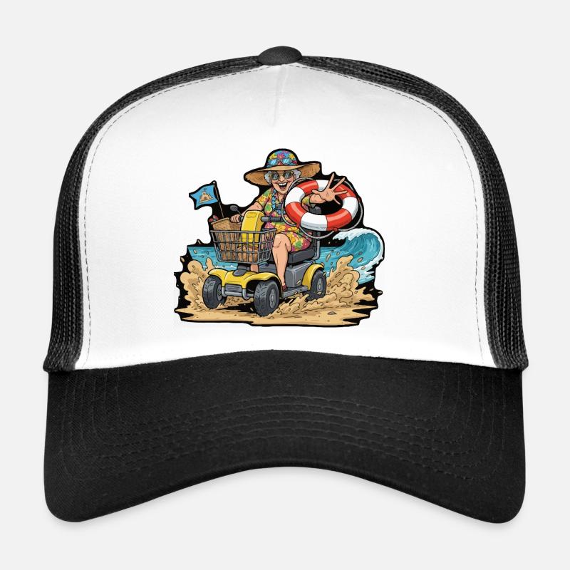Summer Adventure Granny on Mobility Scooter - Trucker Cap - white/black
