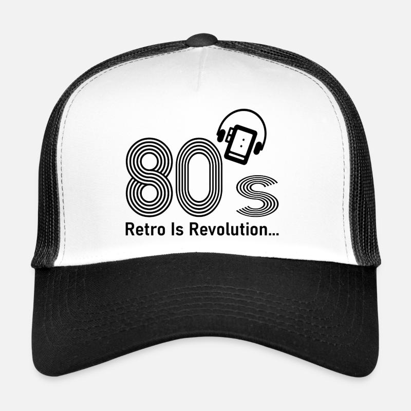 années 80 - Casquette trucker  - blanc/noir