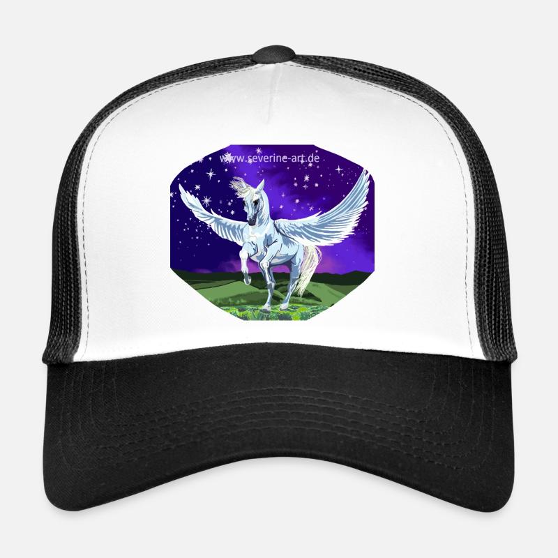 White Pegasus at night in front of a starry sky Trucker Cap