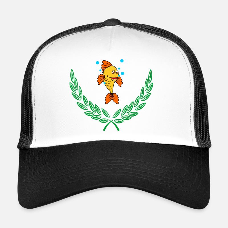 Fish in Green Laurel Wreath Trucker Cap