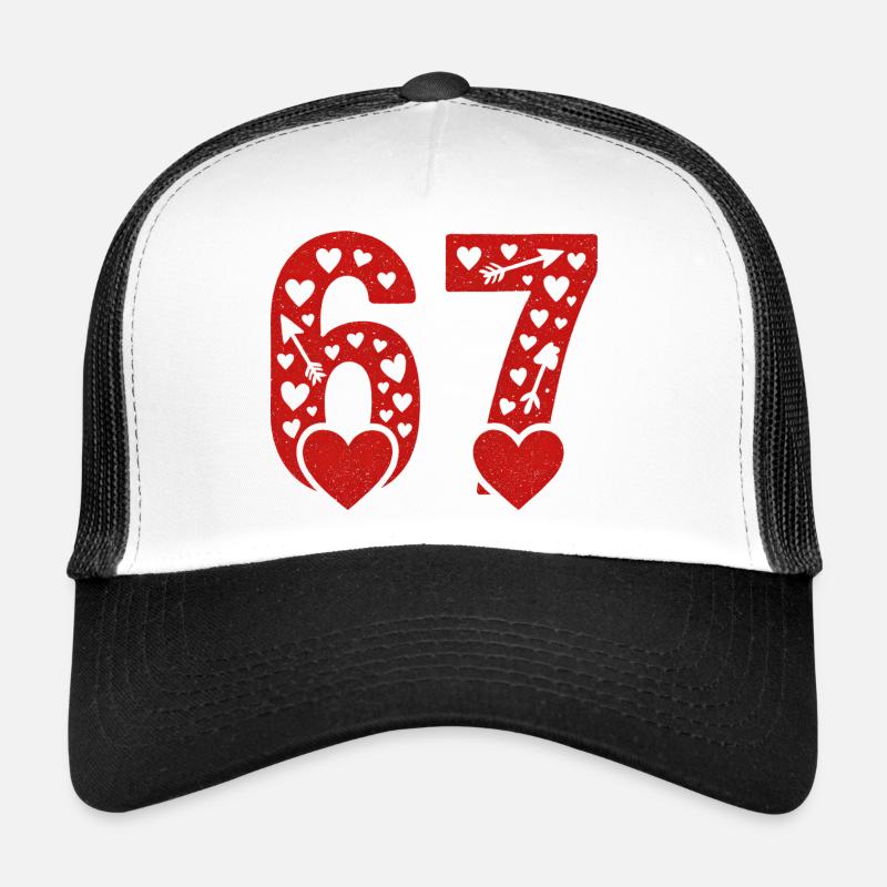 Valentinstag 6-7 Spaß 67 Nummer Valentinstag Sechs - Trucker Cap - Weiß/Schwarz