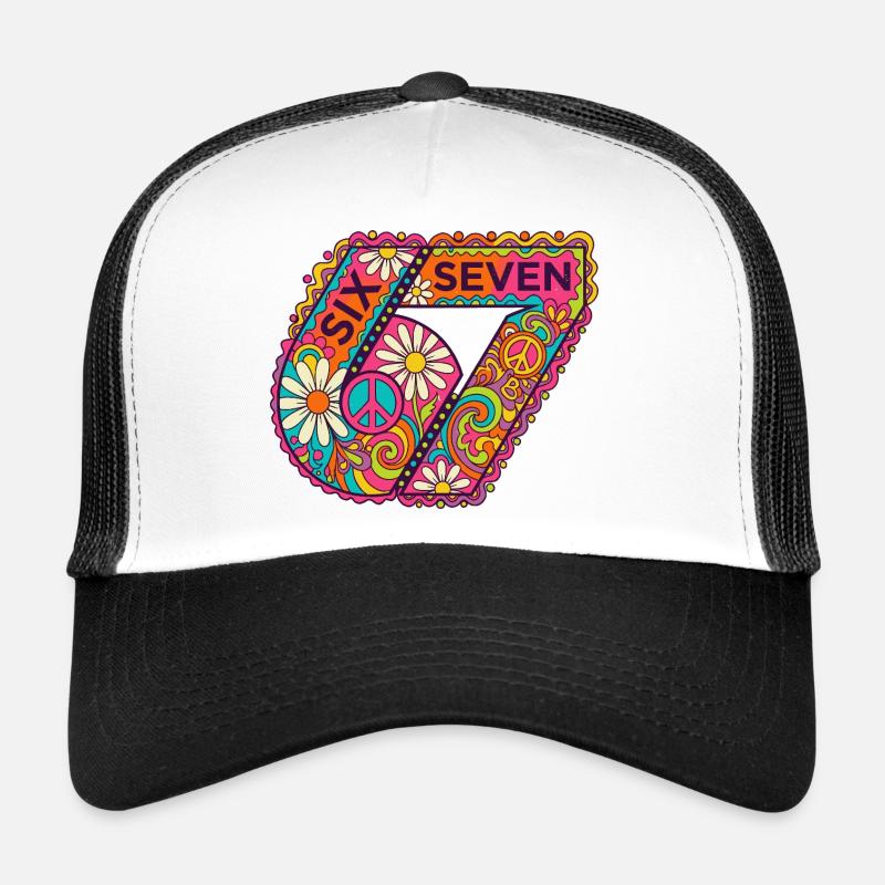 Psychedelic Seven Flowers - Trucker Cap - white/black