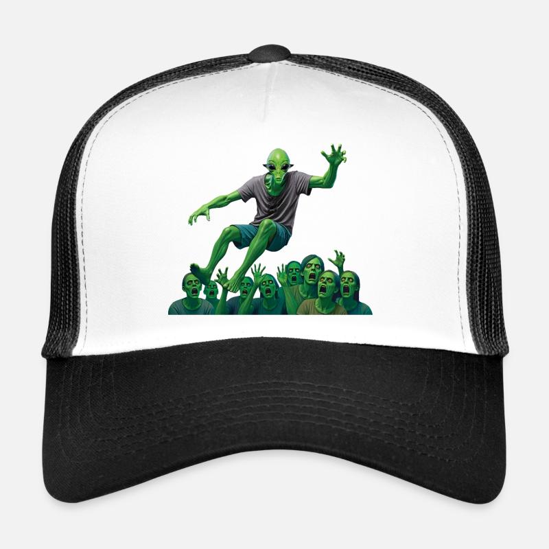 JUMPING ALIEN - geek & scifi - Trucker Cap - white/black