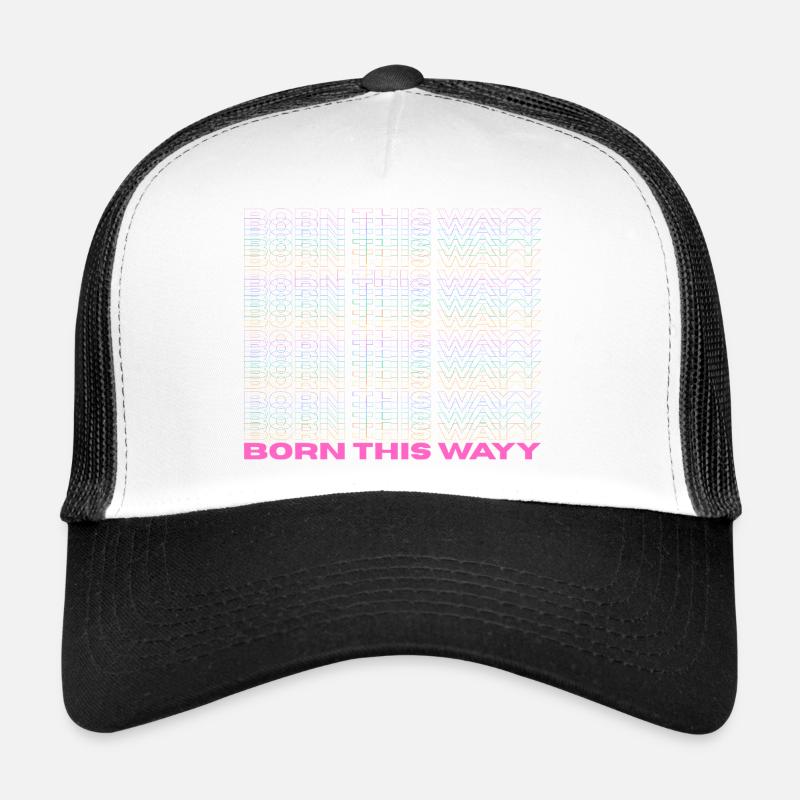 Pride / CSD / LGBTQ+ Design "Born this wayy" - Trucker Cap - Weiß/Schwarz