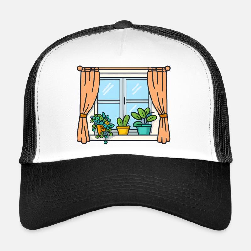 Vue fenêtre avec plantes d’intérieur Casquette trucker