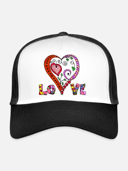 Cœur - Casquette trucker  - blanc/noir - Devant