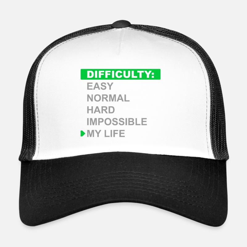 Schwierigkeitsgrad – Mein Leben - Trucker Cap - Weiß/Schwarz