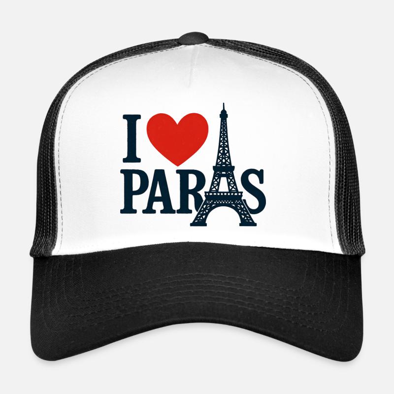I Love Paris Eiffel Heart - Trucker Cap - white/black