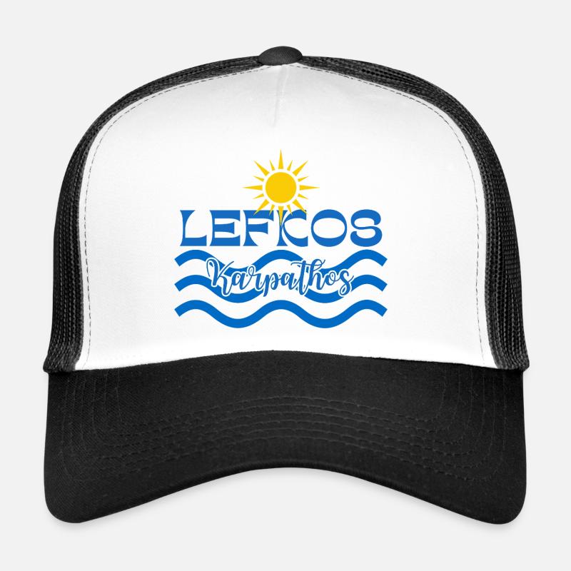 Lefkos Karpathos Sun Waves Logo Trucker Cap