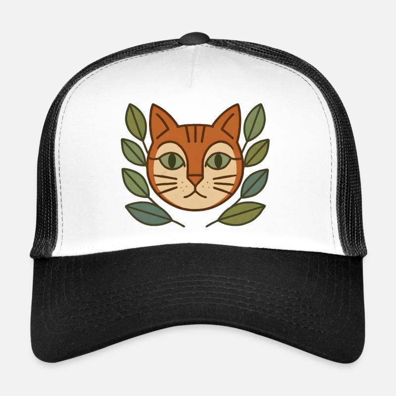 Portrait de chat dans une couronne de feuilles Casquette trucker 