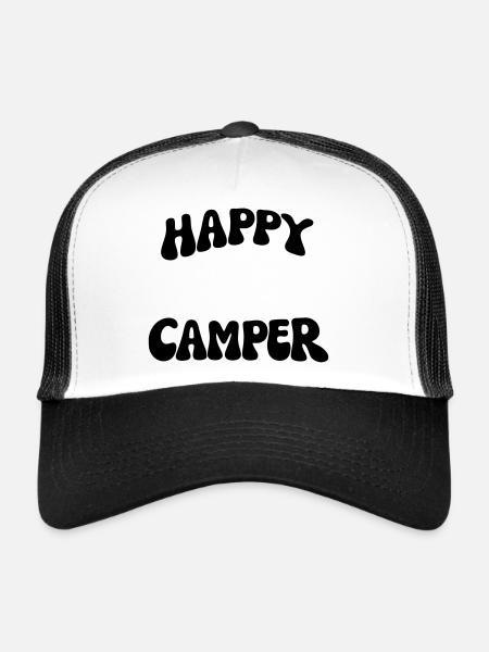 Campeur heureux - Casquette trucker  - blanc/noir - Devant