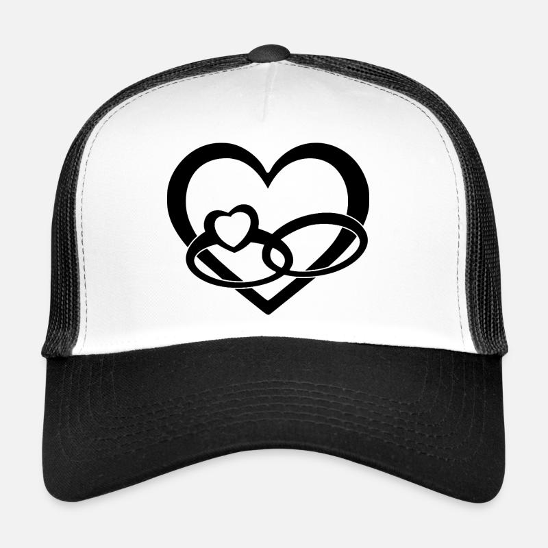 Schwarzes Herz & Eheringe - Liebe & Hochzeit  Trucker Cap