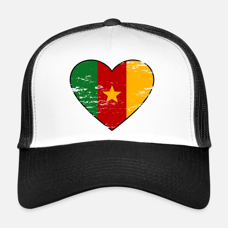 Cameroon Flag Heart Trucker Cap