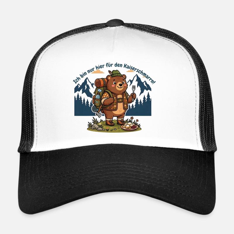 Kaiserschmarrn Wanderbär - Lustiges Wandershirt - Trucker Cap - Weiß/Schwarz