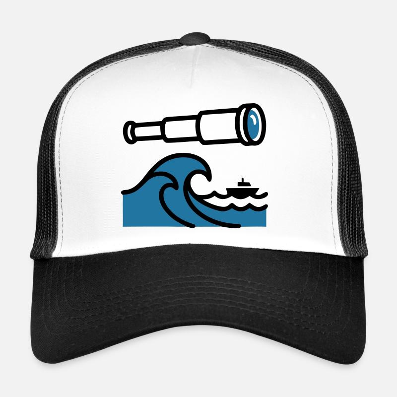 Fernrohr Wellen Ozean Entdecker Trucker Cap