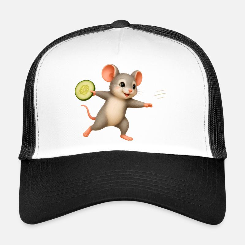 Souris Joyeuse avec Frisbee au concombre Casquette trucker 