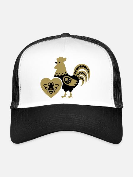 Rooster Bee Farm Cottagecore Vie à la campagne - Casquette trucker  - blanc/noir - Devant