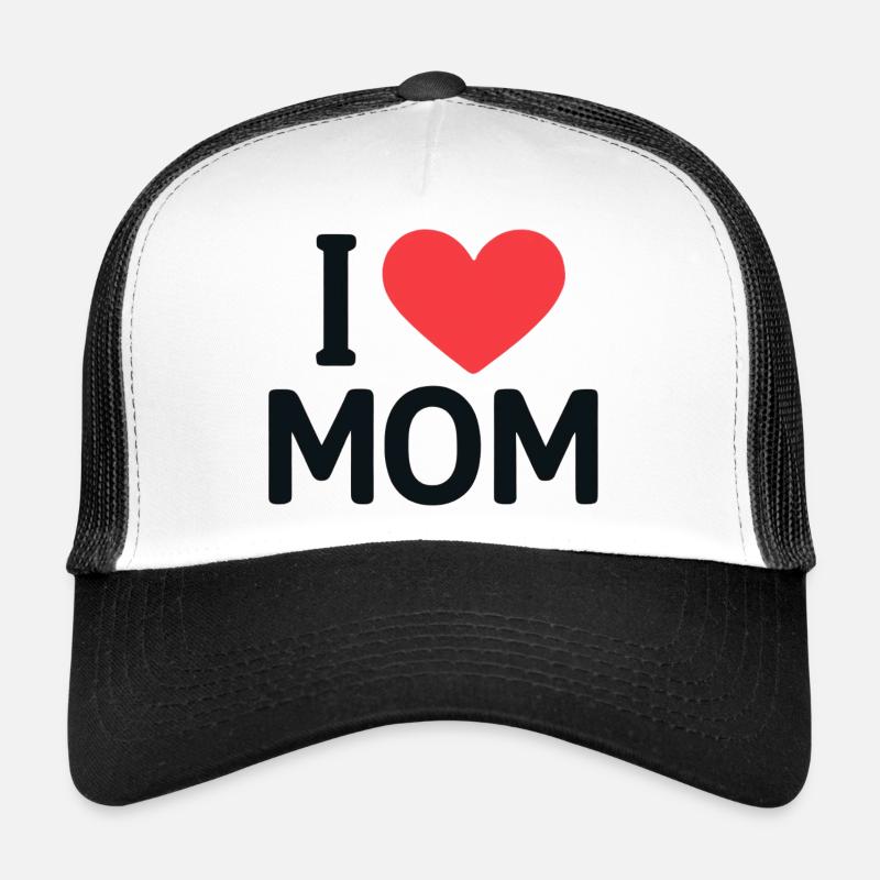 Ich liebe das MOM-Herzdesign - Trucker Cap - Weiß/Schwarz