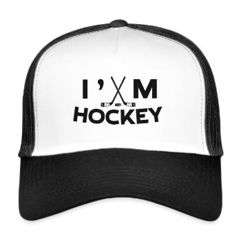 Ich bin Hockey T-Shirt Geschenk - Trucker Cap - Weiß/Schwarz - Vorne