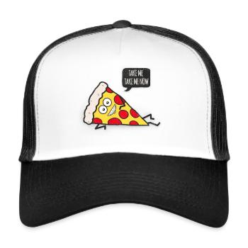 Funny Cartoon Pizza - Statement / Funny / Quote - Trucker Cap - white/black - Front