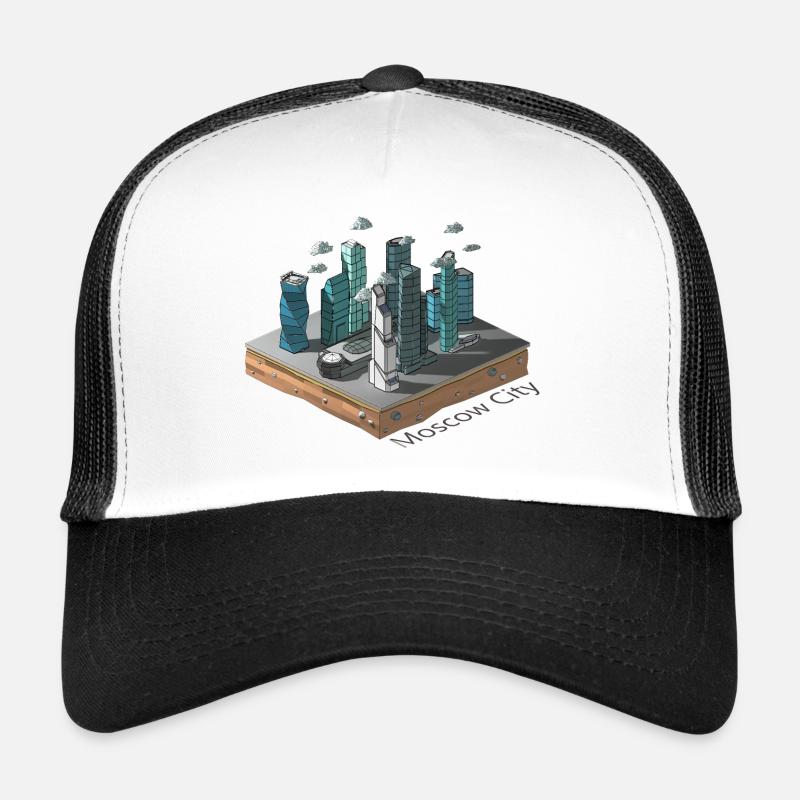 Geometrisches Low-Poly - Trucker Cap - Weiß/Schwarz