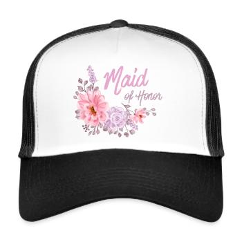 Flower Brautjungfer Maid of Honor - Trucker Cap - Weiß/Schwarz - Vorne