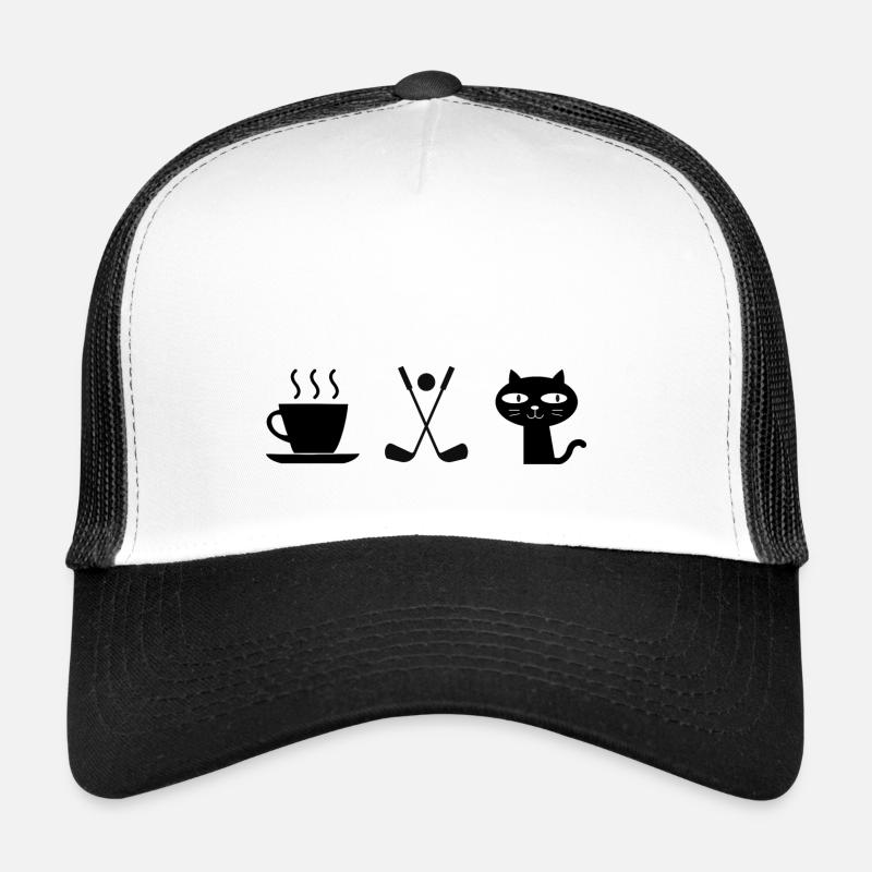 Kaffee. Katzen. Golf - Trucker Cap - Weiß/Schwarz