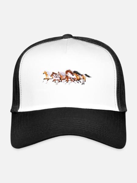 Troupeau de chevaux sauvages - Casquette trucker  - blanc/noir - Devant