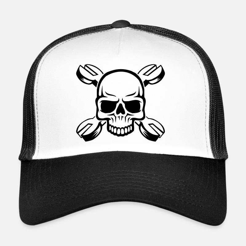 skull - Trucker Cap - Weiß/Schwarz