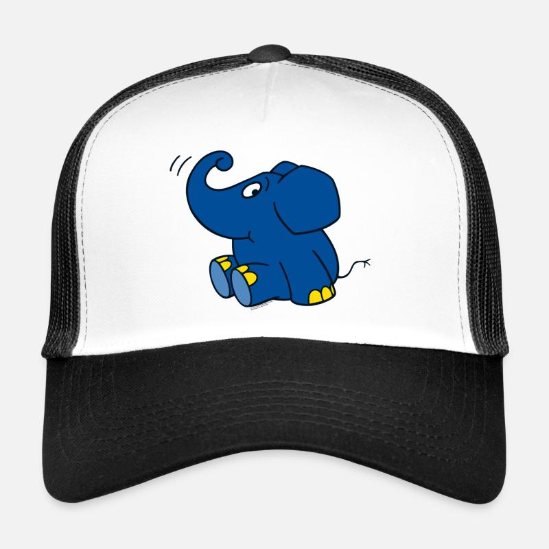Der Elefant - sitzend - Trucker Cap - Weiß/Schwarz