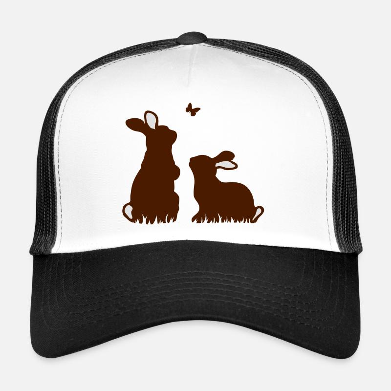 Deux lapins observant un papillon Casquette trucker 