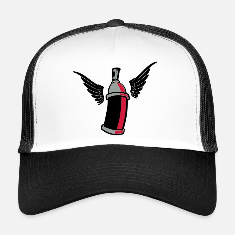 flying_graffiti_can_3c - Casquette trucker  - blanc/noir