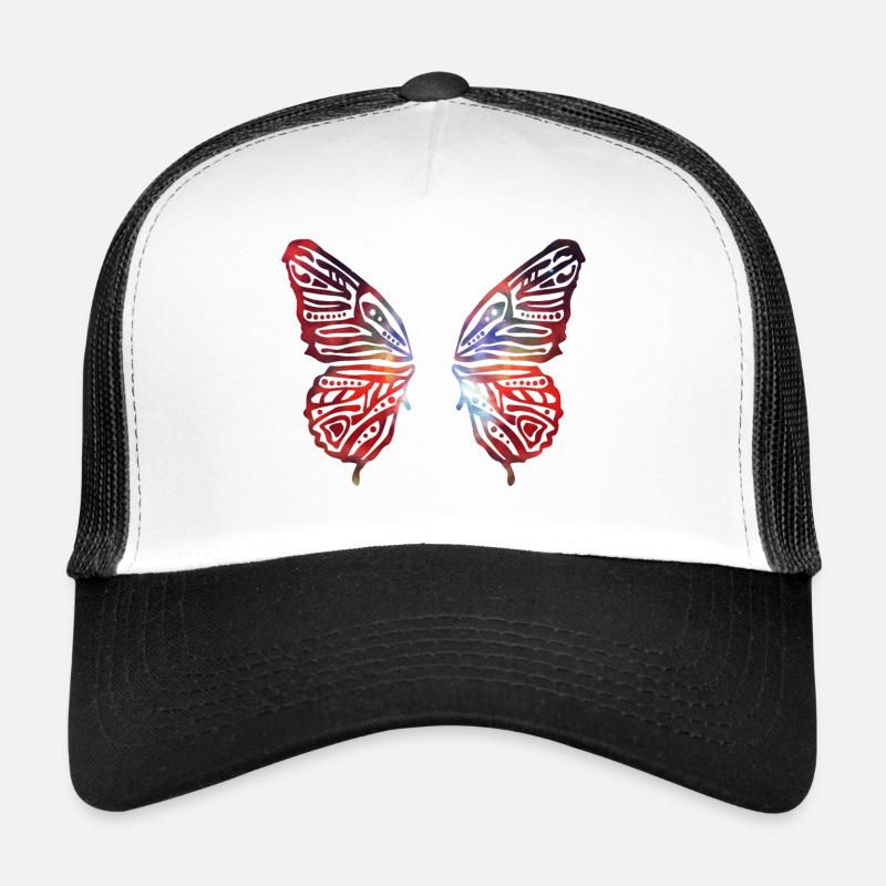 bunte Schmetterlingsflügel - Trucker Cap - Weiß/Schwarz