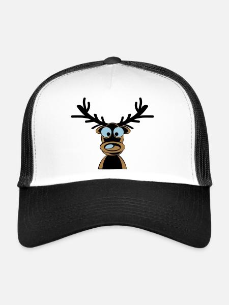 Rudolf the Reindeer Cartoon Motif - Trucker Cap - white/black - Front
