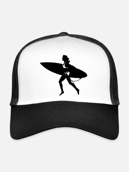 surfing - Casquette trucker  - blanc/noir - Devant