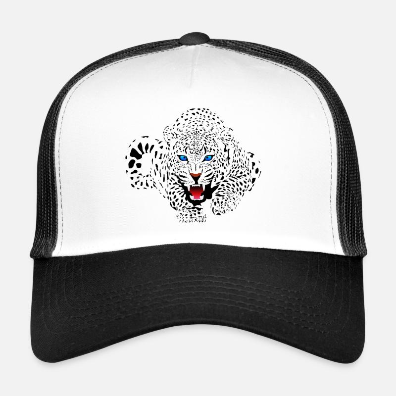 Jaguar with Blue Eyes about to attack - Trucker Cap - white/black