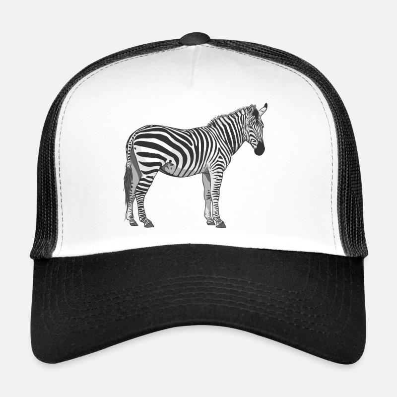 Zebra Streifen Kontrast Illustration - Trucker Cap - Weiß/Schwarz