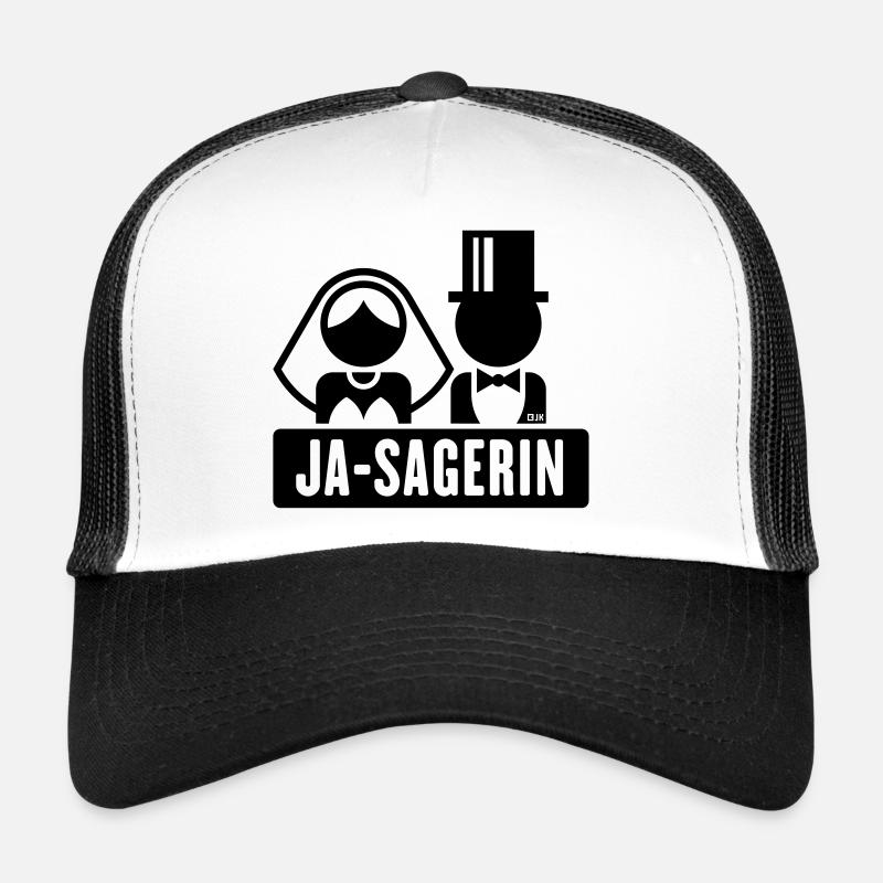 Ja-Sagerin (Braut / Bräutigam / JGA / Polterabend) - Trucker Cap - Weiß/Schwarz