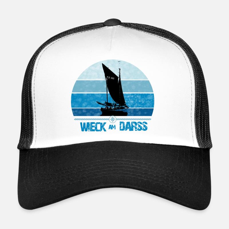 Wieck am Darss with Zeesboot - Trucker Cap - white/black